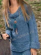 Меланжевый пуловер и юбка, фото