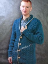 Мужской кардиган на пуговках с косами, фото