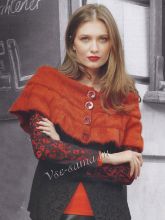 Оранжевая пелерина спицами, фото