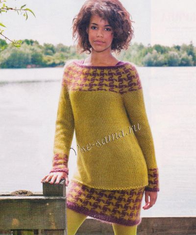 Пуловер и юбка с жаккардовым узором, фото