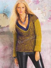 Пуловер с двухцветным узором из сот, фото