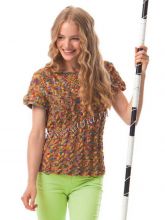 Пуловер с коротким рукавом и узором косы, фото