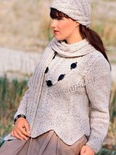 Пуловер с ромбами, шапка и шарф, фото