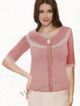 Пуловер с узорами с декоративной застежкой, фото