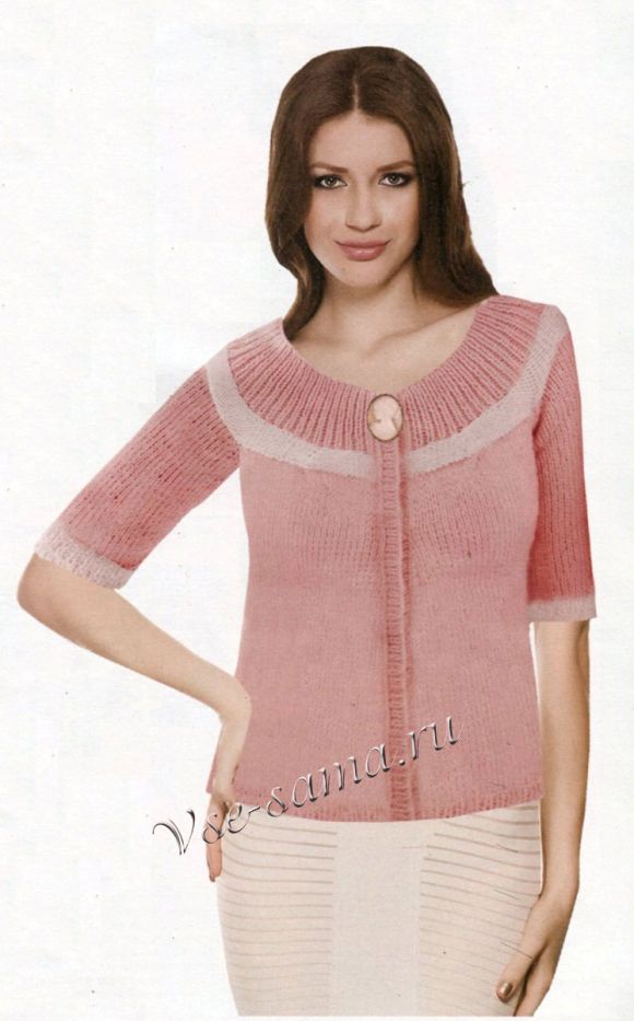 Пуловер с узорами с декоративной застежкой, фото