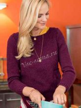 Пуловер сливового цвета с карманом, фото