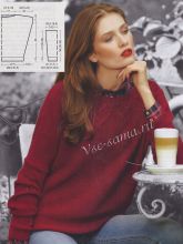 Пуловер спицами - Бордо, фото