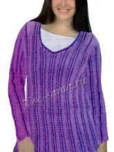 Пуловер спицами с ажурными дорожками, фото