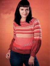 Пуловер в полоску с жаккардовым узором, фото