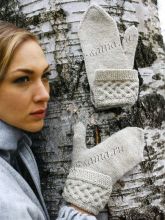 Серые варежки с отворотом, фото