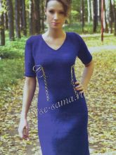 Синее платье с V-образным вырезом, фото