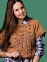 Светло-коричневый короткий пуловер, фото