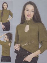 Темно-зеленый пуловер с воротником-стойкой, фото