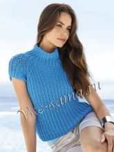 Топ с рукавами реглан, связанный английской резинкой, фото