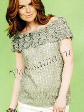 Топ с цветочной кокеткой крючком, фото