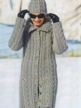 Удлиненный серый жакет и шапка, фото