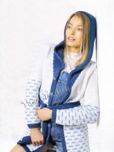 Удлиненный жакет с капюшоном спицами, фотот