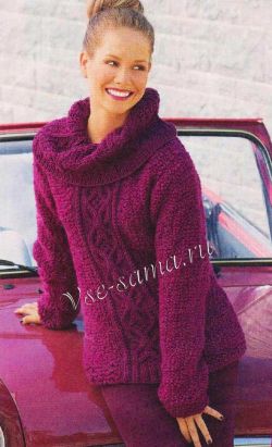Узорчатый пуловер из разной пряжи, фото