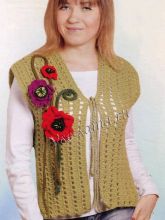 Зеленый жилет с цветами, фото