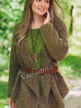 Зелёный меланжевый пуловер и коричневый жакет, фото