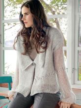 Жакет спицами с отложным воротником, фото