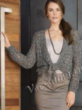 Жакет, связанный узором с вытянутыми петлями, фото