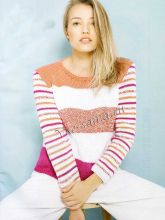 Женский пуловер спицами в полоску, фото