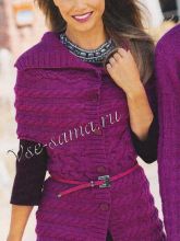 Жилет цвета фуксии, связанный поперёк, фото