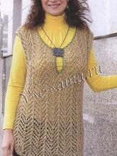 Ажурная безрукавка из натурального цвета пряжи