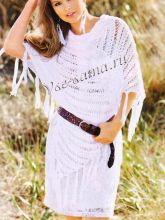 Ажурное пончо с косой