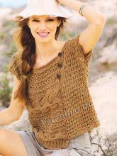 Асимметричный вязаный спицами топ цвета нуги