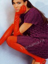 Ажурное платье из баклажановой пряжи