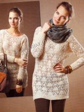 Ажурное платье-туника спицами