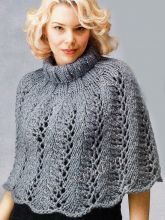 Ажурное пончо спицами