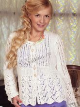 Белая кофточка спицами