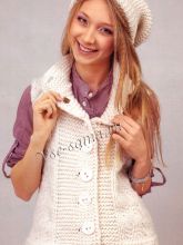 Белая жилетка и белая шапка