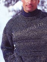 Бело-синий свитер меланж