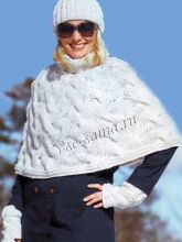 Белое пончо с косами