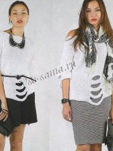 Белый пуловер с прорезями, фото