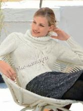 Белый свитер спицами