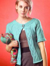 Бирюзовый жакет спицами