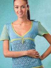 Бирюзовый пуловер с короткими рукавами