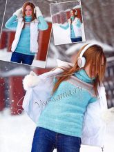 Бирюзовый свитер с орнаментом