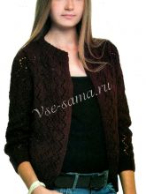 Бордовый жакет спицами