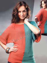 Двухцветный пуловер спицами