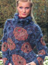 Джемпер с шишечками спицами