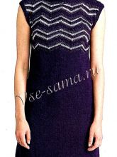 Фиолетовая туника спицами с зигзагообразным узором