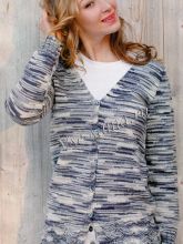 Кардиган вязаный спицами с ажурной каймой