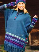 Комплект спицами - пончо, шапка, хомут и митенки