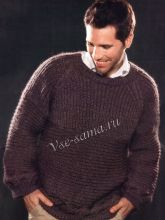 Коричневый пуловер спицами